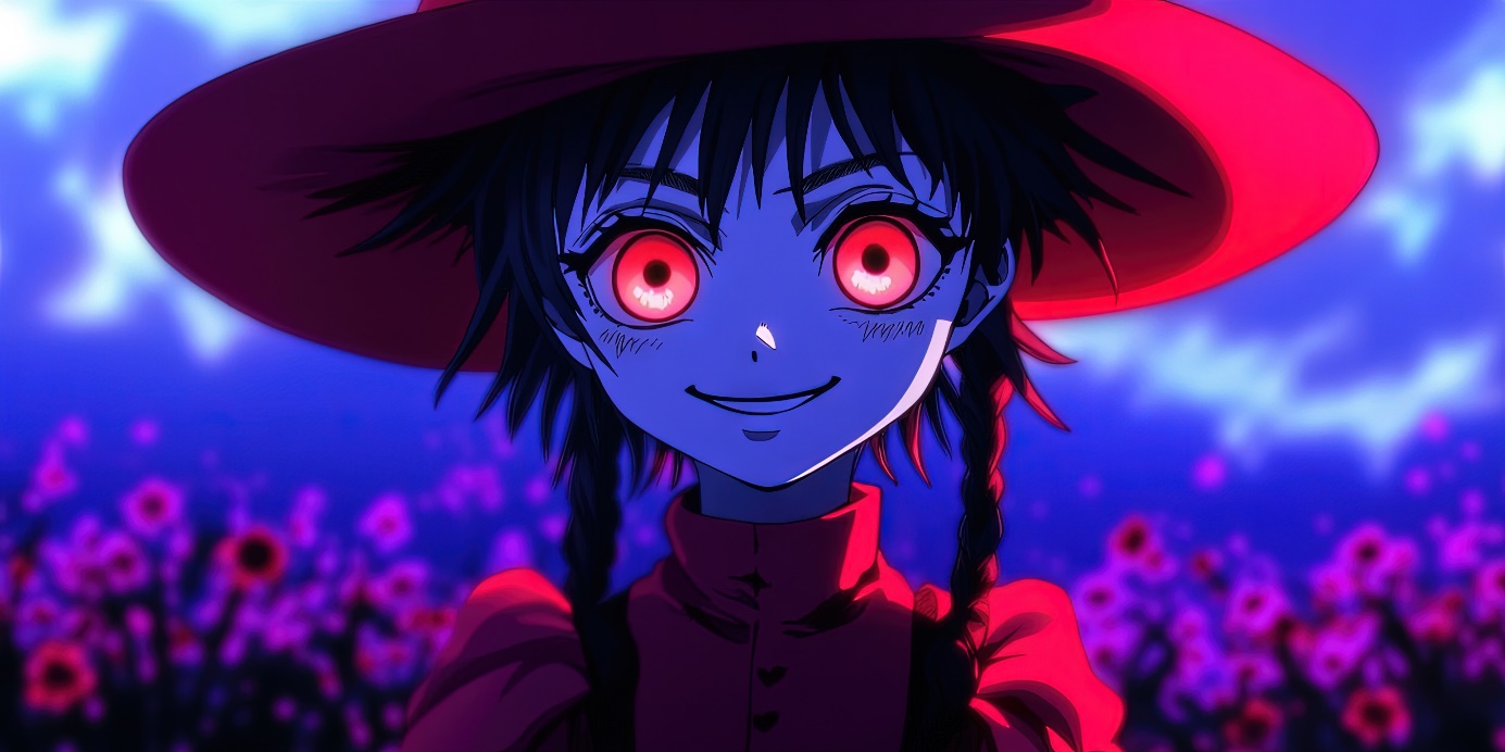 Visuel Manga d'une fille avec des yeux rouges