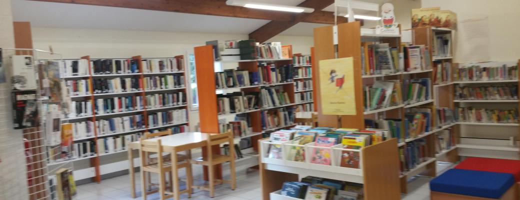 Rayonnage de la bibliothèque Saint-Etienne-du-Grès