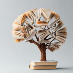 Arbre avec des feuilles en livres