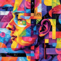 Image artistique colorée d'un profil de femme