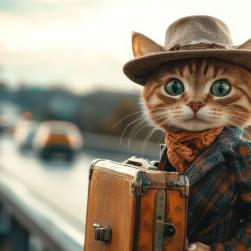 Photo d'un chat portant une malle
