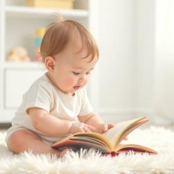 Photo d'un bébé avec un livre