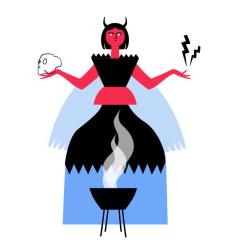 Illustration d'une sorcière avec des cornes