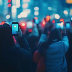 Une foule avec des smatphones