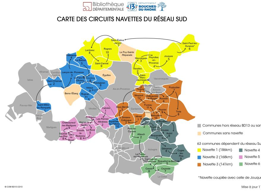 Carte circuits navettes réseau sud